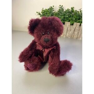 Ty Beanie Baby Gabrielle Teddy Bear Burgundy Bow Collectible Plush Toy